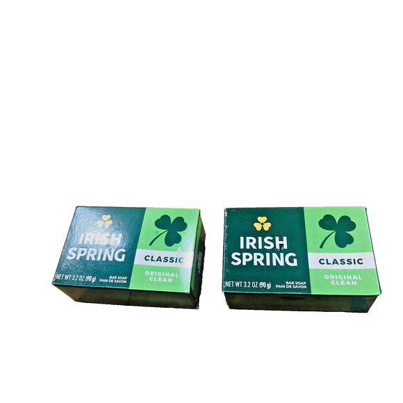Irish Spring Classic (2) Deodorant Bar Soap 3.20 oz Prop Clean Advertisement pic - Picture 1 of 7